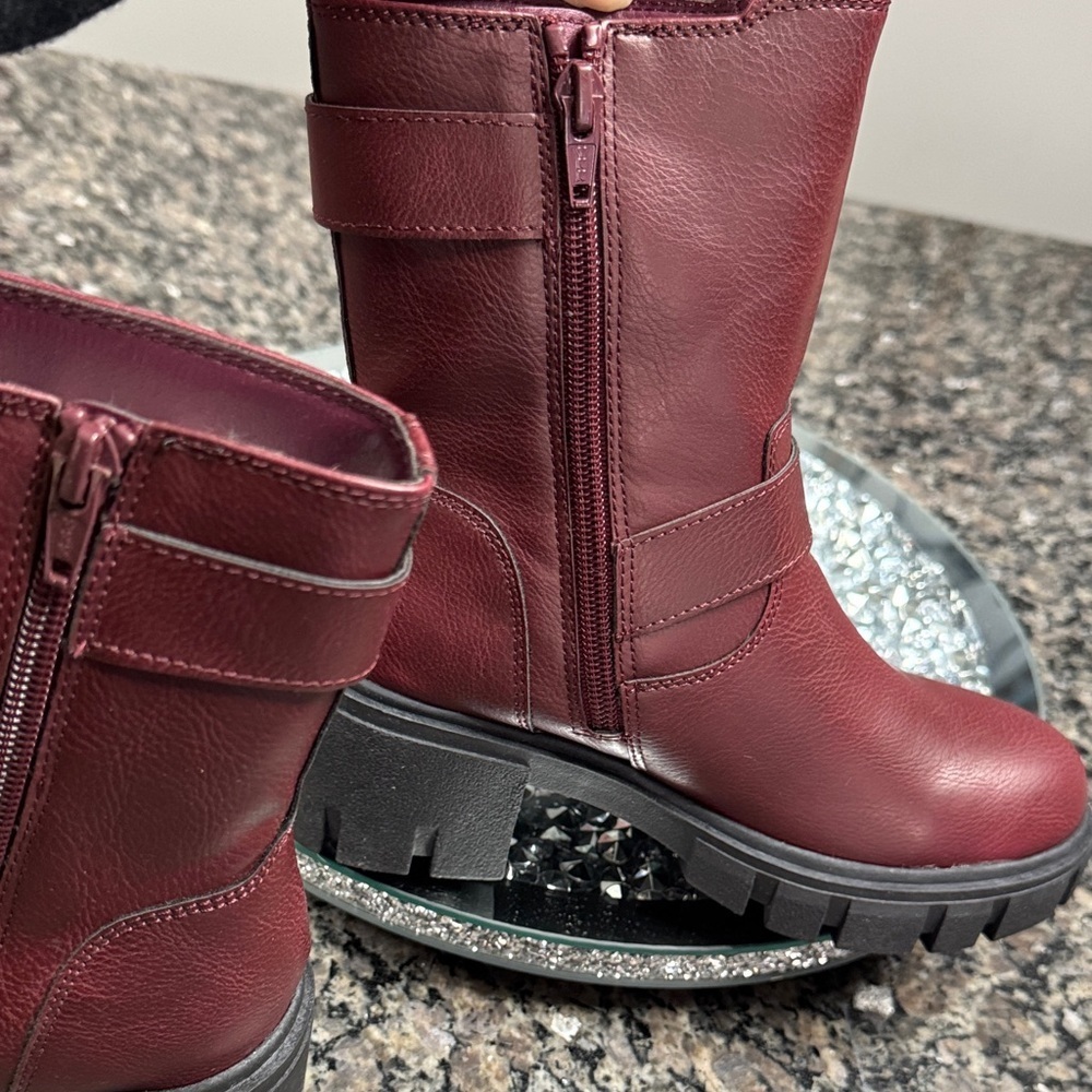 Sun + Stone Women's Burgundy Combat Boots NEW 5 - Picture 16 of 16